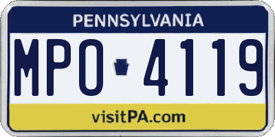 PA license plate MPO4119
