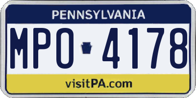 PA license plate MPO4178