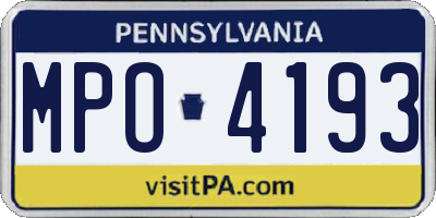 PA license plate MPO4193