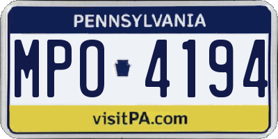 PA license plate MPO4194