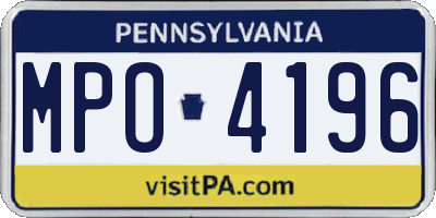 PA license plate MPO4196