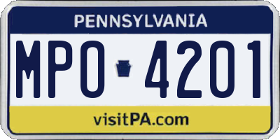 PA license plate MPO4201