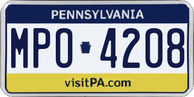 PA license plate MPO4208