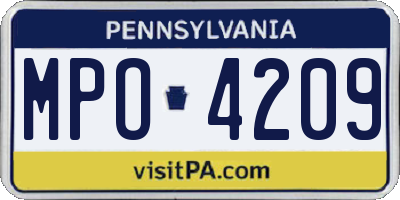 PA license plate MPO4209