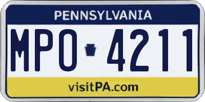 PA license plate MPO4211