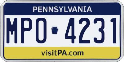PA license plate MPO4231