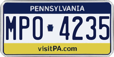 PA license plate MPO4235