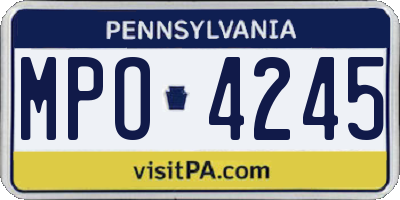PA license plate MPO4245