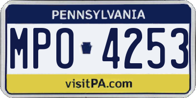 PA license plate MPO4253