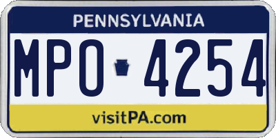 PA license plate MPO4254