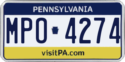 PA license plate MPO4274