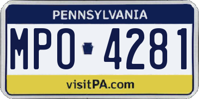PA license plate MPO4281