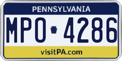 PA license plate MPO4286
