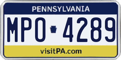 PA license plate MPO4289