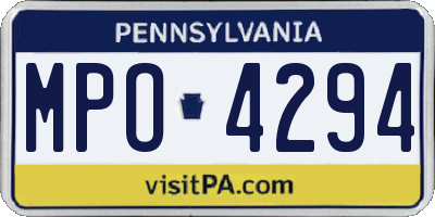 PA license plate MPO4294