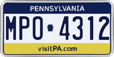 PA license plate MPO4312