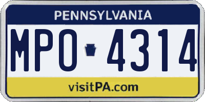 PA license plate MPO4314