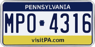 PA license plate MPO4316