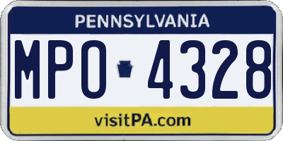 PA license plate MPO4328
