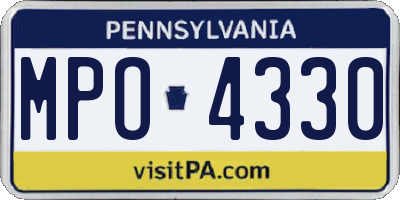 PA license plate MPO4330