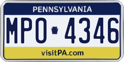 PA license plate MPO4346
