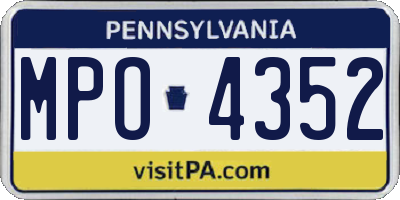 PA license plate MPO4352