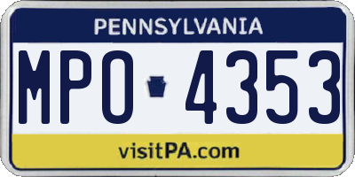 PA license plate MPO4353