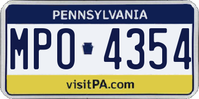 PA license plate MPO4354