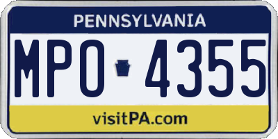 PA license plate MPO4355