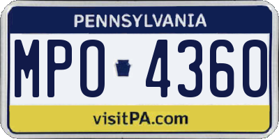 PA license plate MPO4360