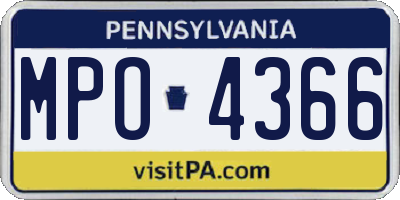 PA license plate MPO4366