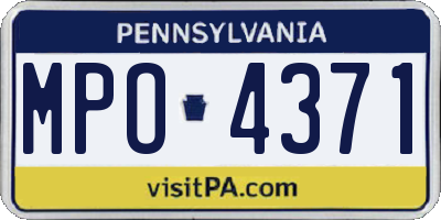 PA license plate MPO4371