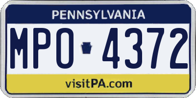 PA license plate MPO4372