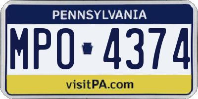 PA license plate MPO4374