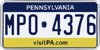 PA license plate MPO4376