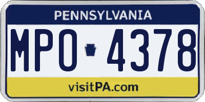 PA license plate MPO4378