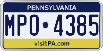 PA license plate MPO4385