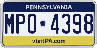 PA license plate MPO4398