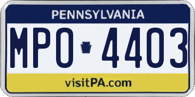PA license plate MPO4403