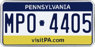 PA license plate MPO4405