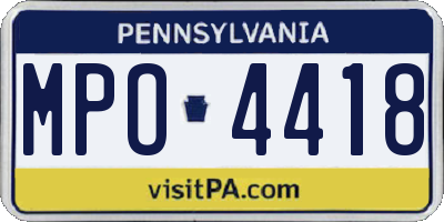 PA license plate MPO4418