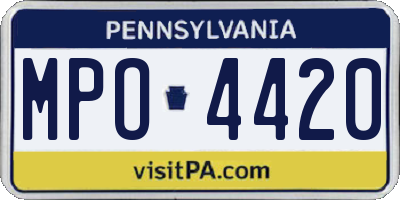 PA license plate MPO4420