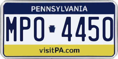 PA license plate MPO4450