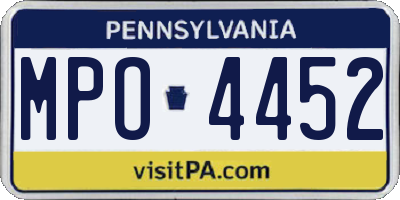 PA license plate MPO4452
