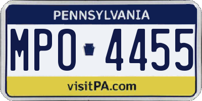 PA license plate MPO4455