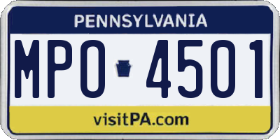 PA license plate MPO4501