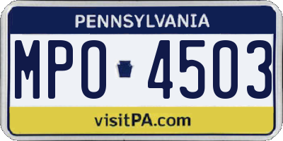 PA license plate MPO4503
