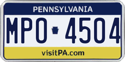 PA license plate MPO4504