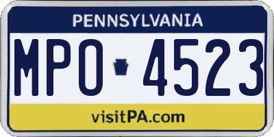 PA license plate MPO4523