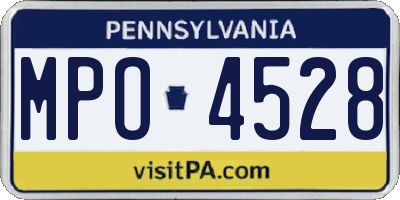 PA license plate MPO4528
